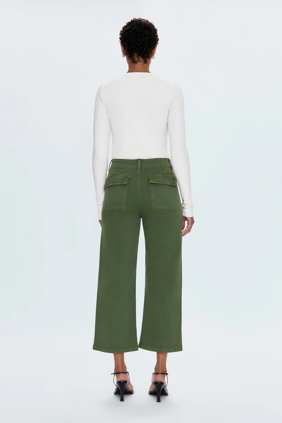 Pistola Sophia Wide Leg Utility Ankle Pants in Basil-back