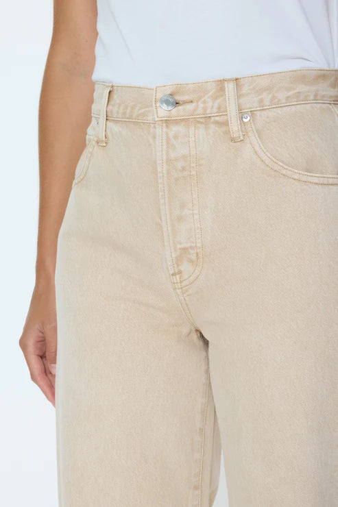 Pistola Tate Crop High Rise Bowed Wide Leg Jean  Dune