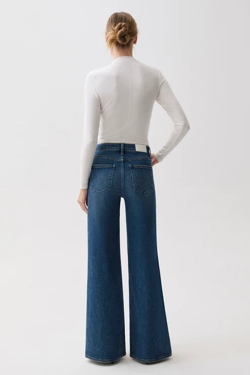 Pistola Vivian Mid Rise Wide Leg Jean: Blue Depths