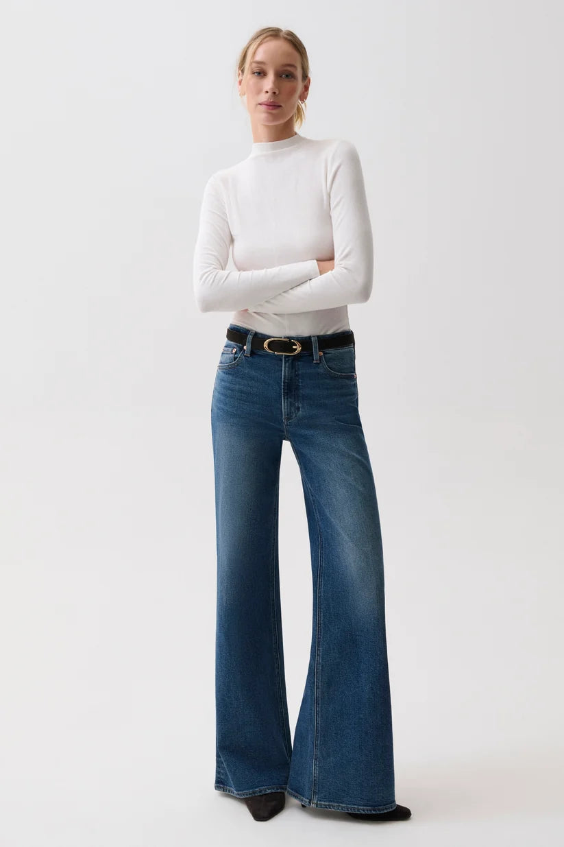 Pistola Vivian Mid Rise Wide Leg Jean Blue Depths 