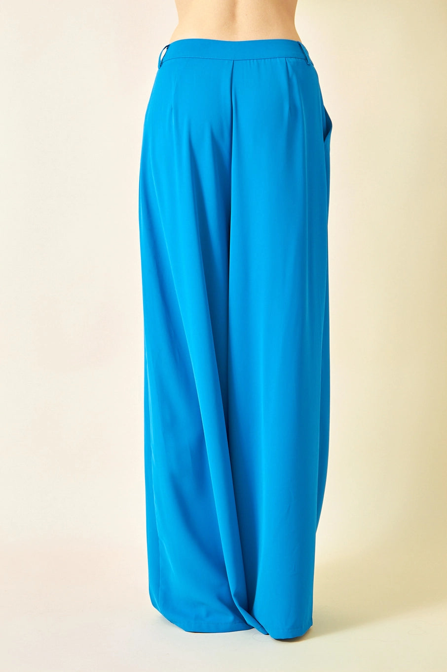pleated wide leg trousers in blue