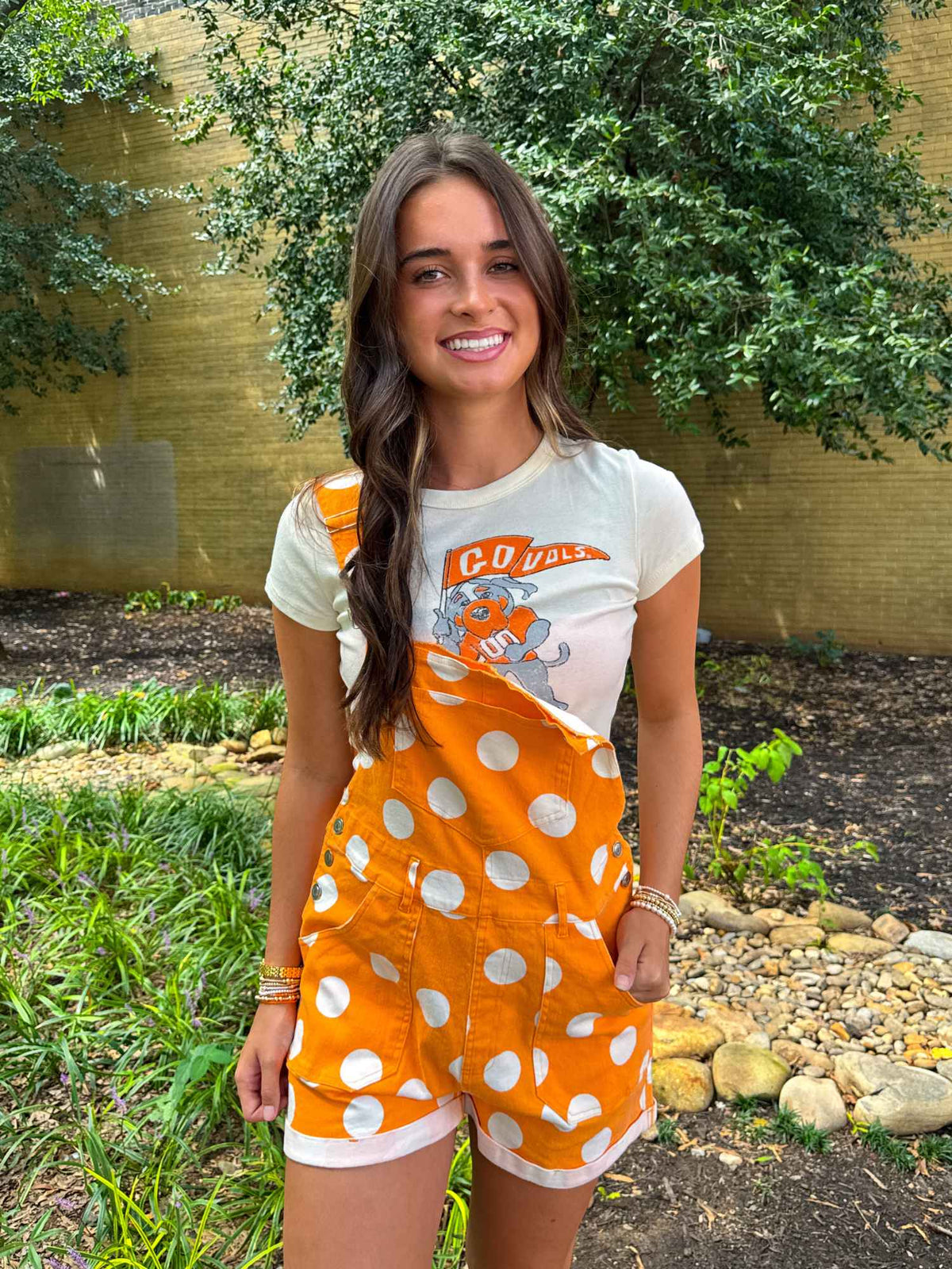 gameday polka dot romper shortalls 