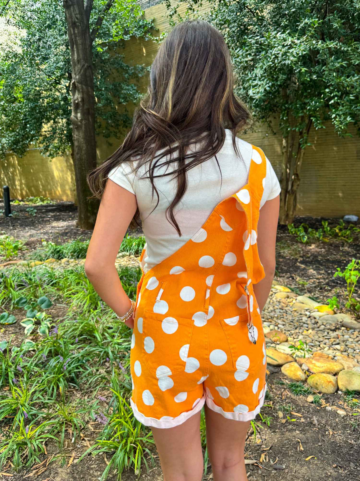 gameday polka dot romper shortalls 