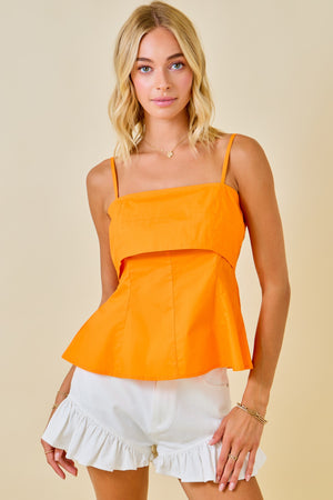 Big Orange Poplin Fit And Flare Tank