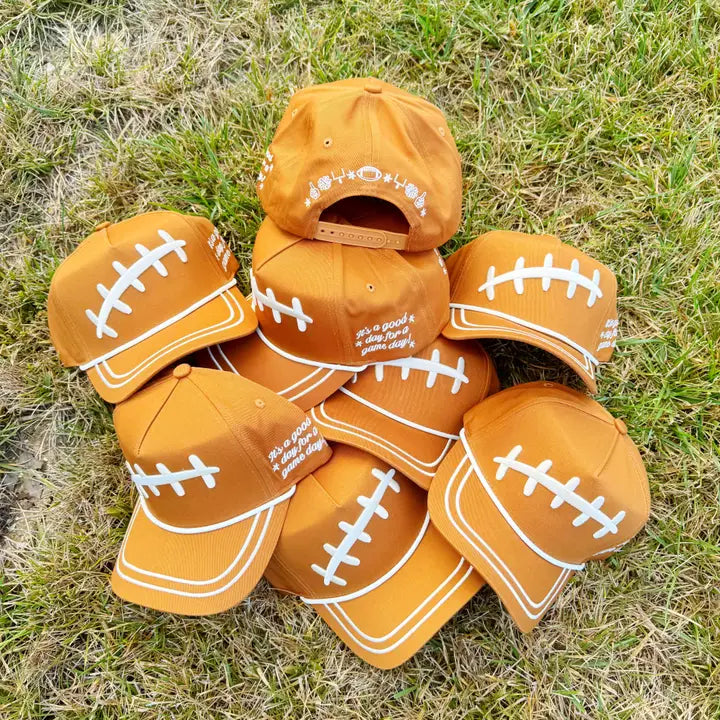 Poppy & Pine Football Laces Puff Hat