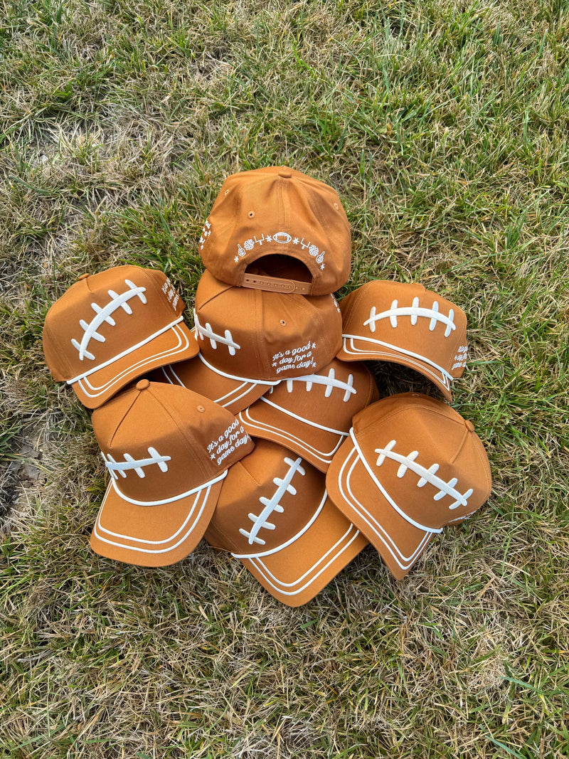 Poppy & Pine Football Laces Puff Hat