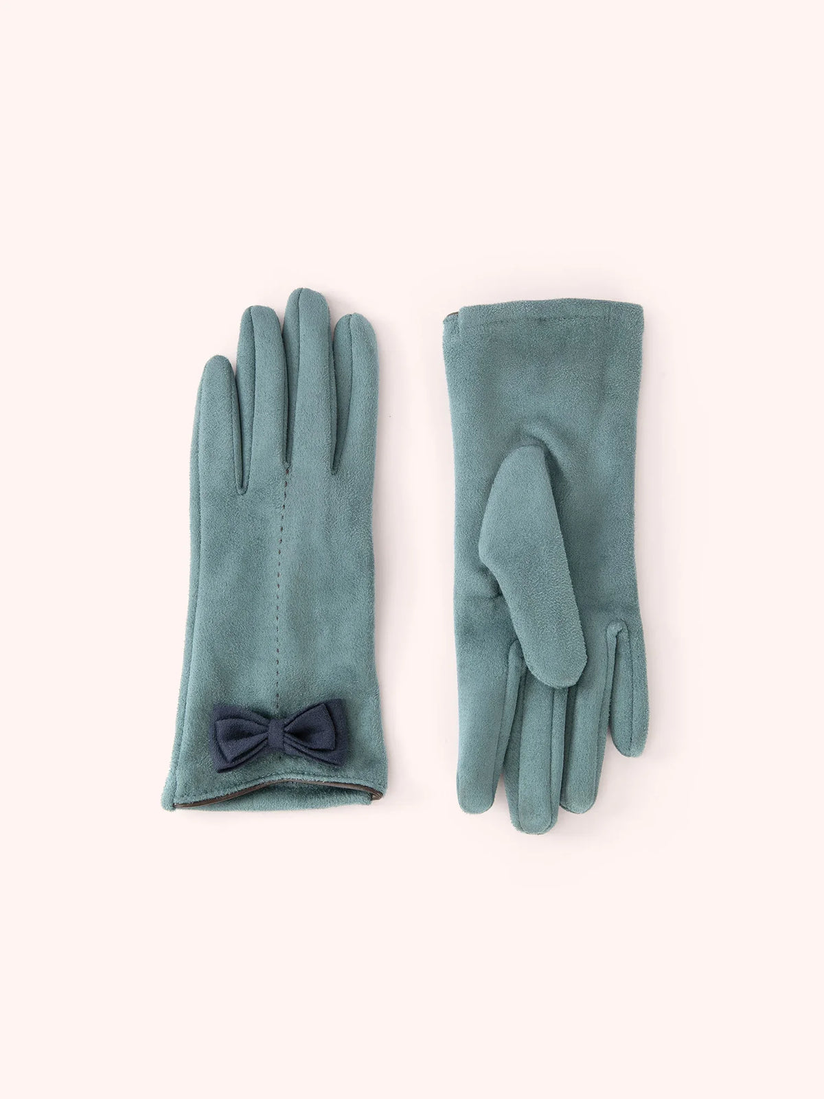 Powder Adalyn Suede Bow Gloves Ice Navy