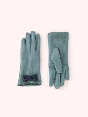 Powder Adalyn Suede Bow Gloves Ice Navy