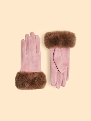 Powder UK Bettina Petal & Teddy Faux Fur Cuff Gloves