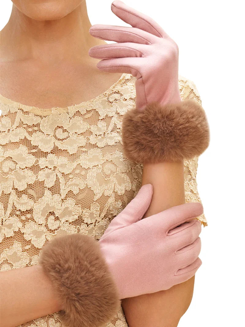 Powder UK Bettina Petal & Teddy Faux Fur Cuff Gloves