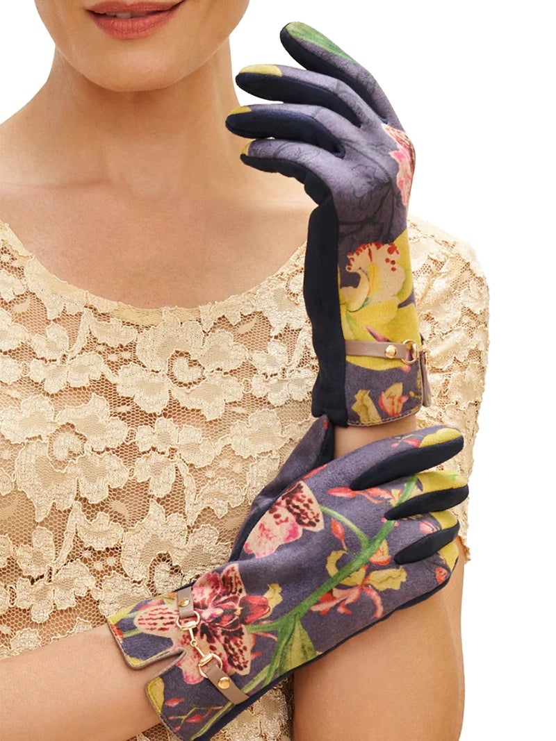 Powder Kylie Suede & Floral Gloves Exotic Eve Ink 