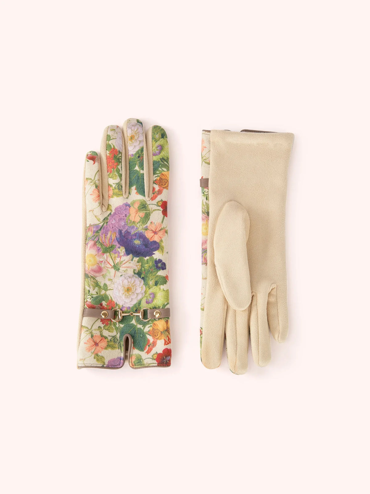 Powder Kylie Cream Suede & Floral Gloves