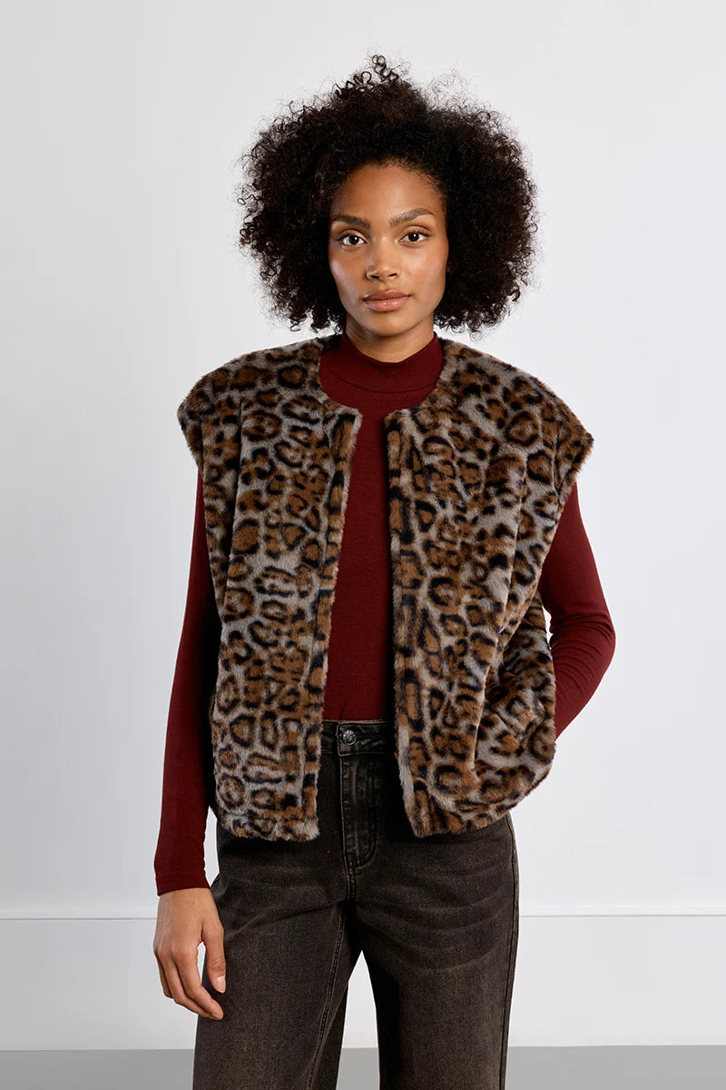 Molly Bracken Leopard Faux Fur Vest