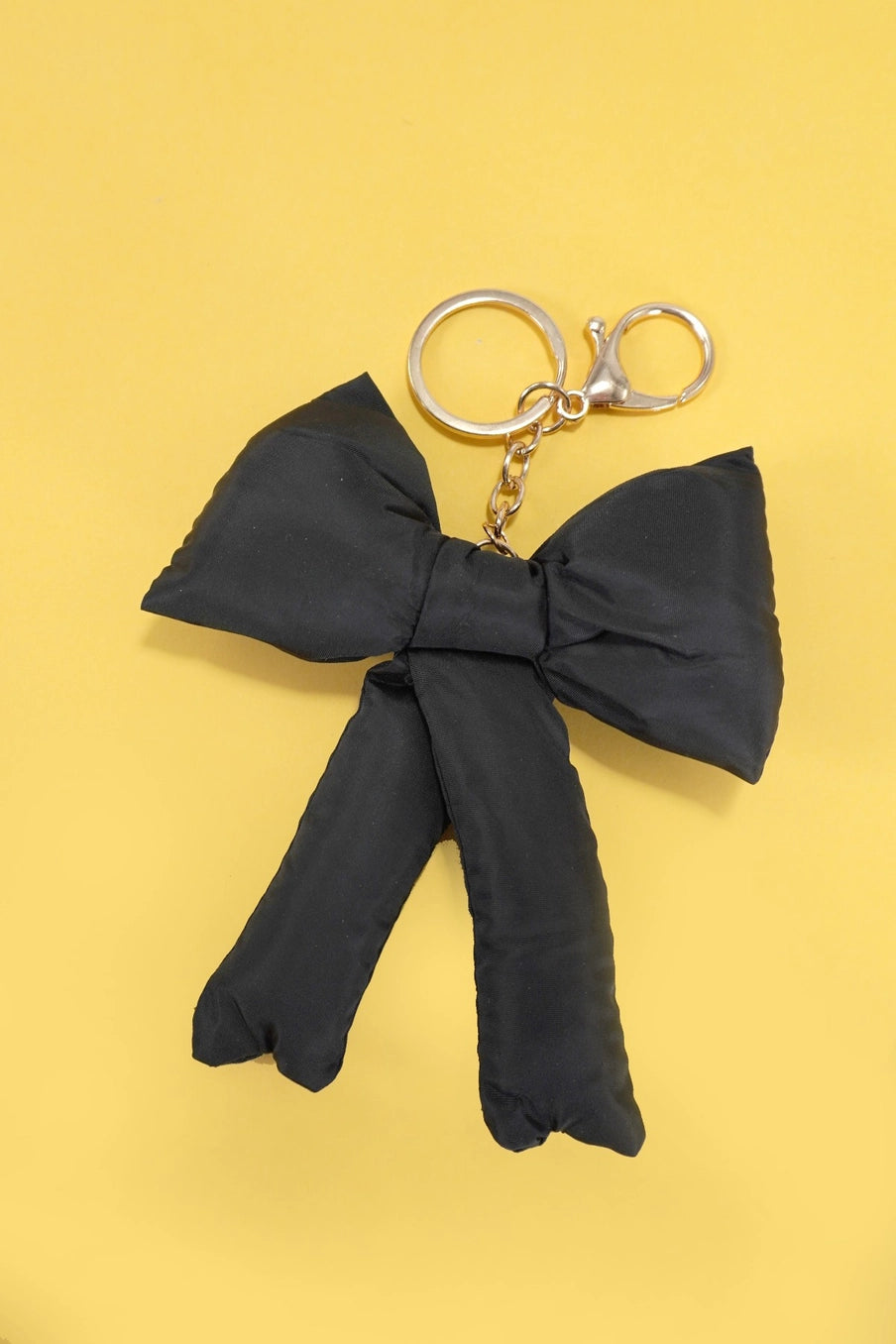 Puffy Bow Ribbon Bag Charm Keychain Black