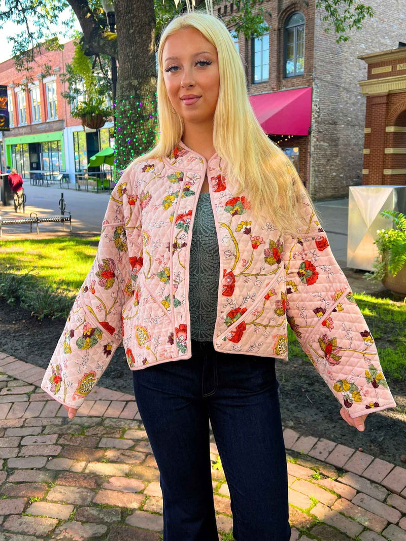 Quilted Velvet Kimono Jacket 