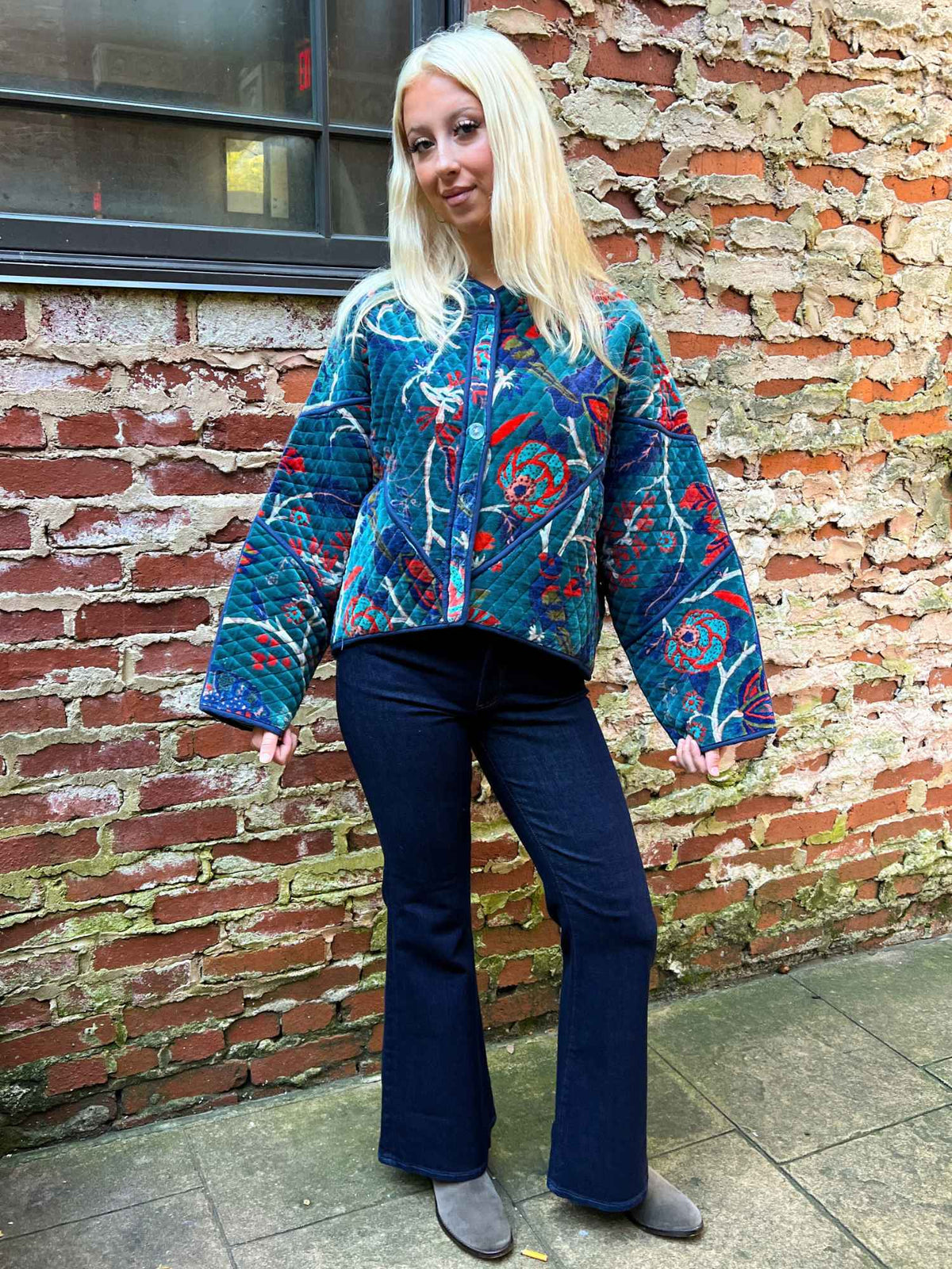 Quilted Velvet Kimono Jacket 