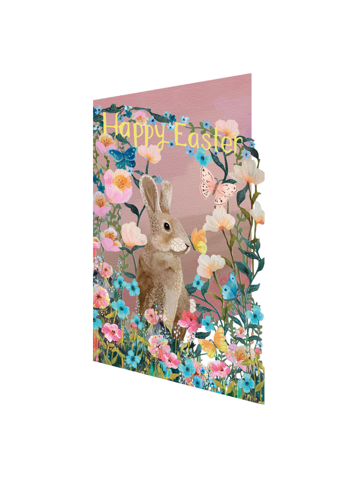 rabbit amid flowers easter greeting card