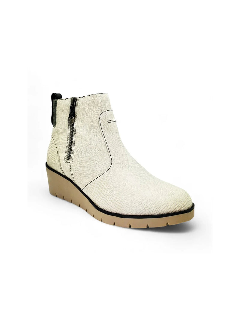 Revere Amarillo Wedge Bootie Oyster Lizard