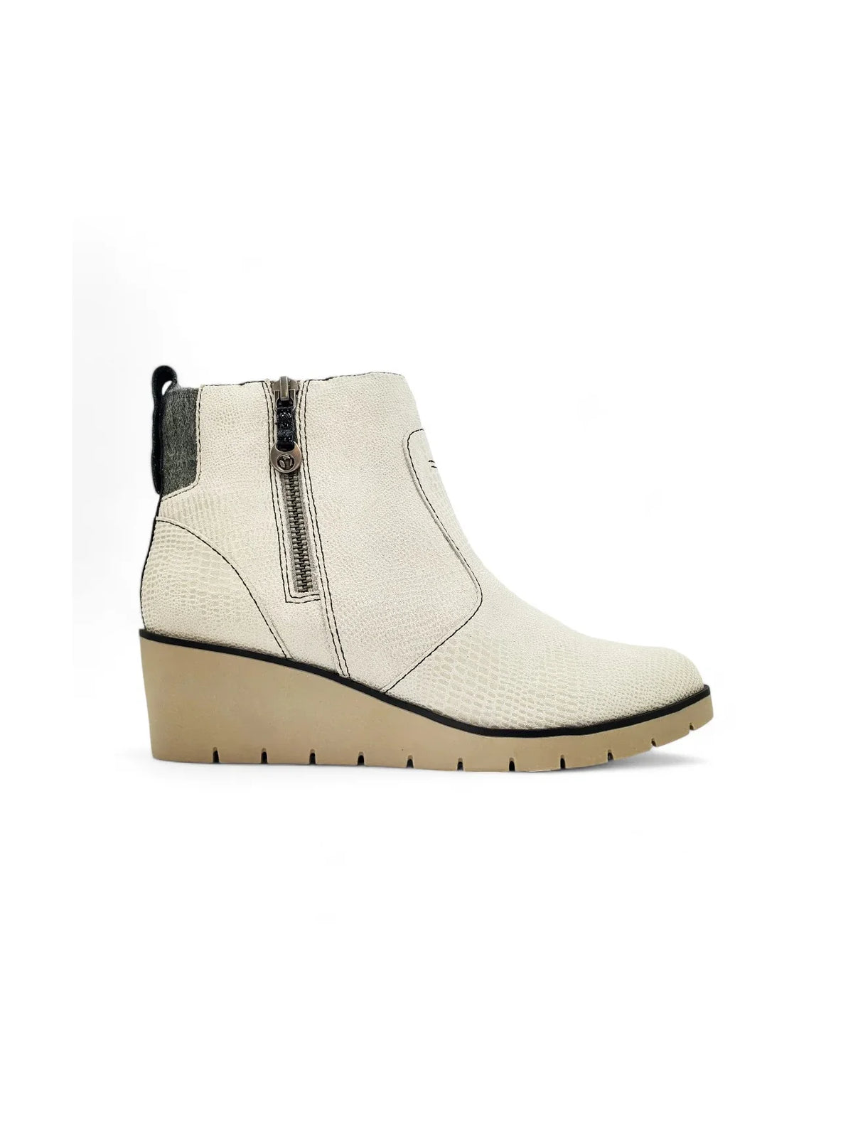 Revere Amarillo Wedge Bootie Oyster Lizard