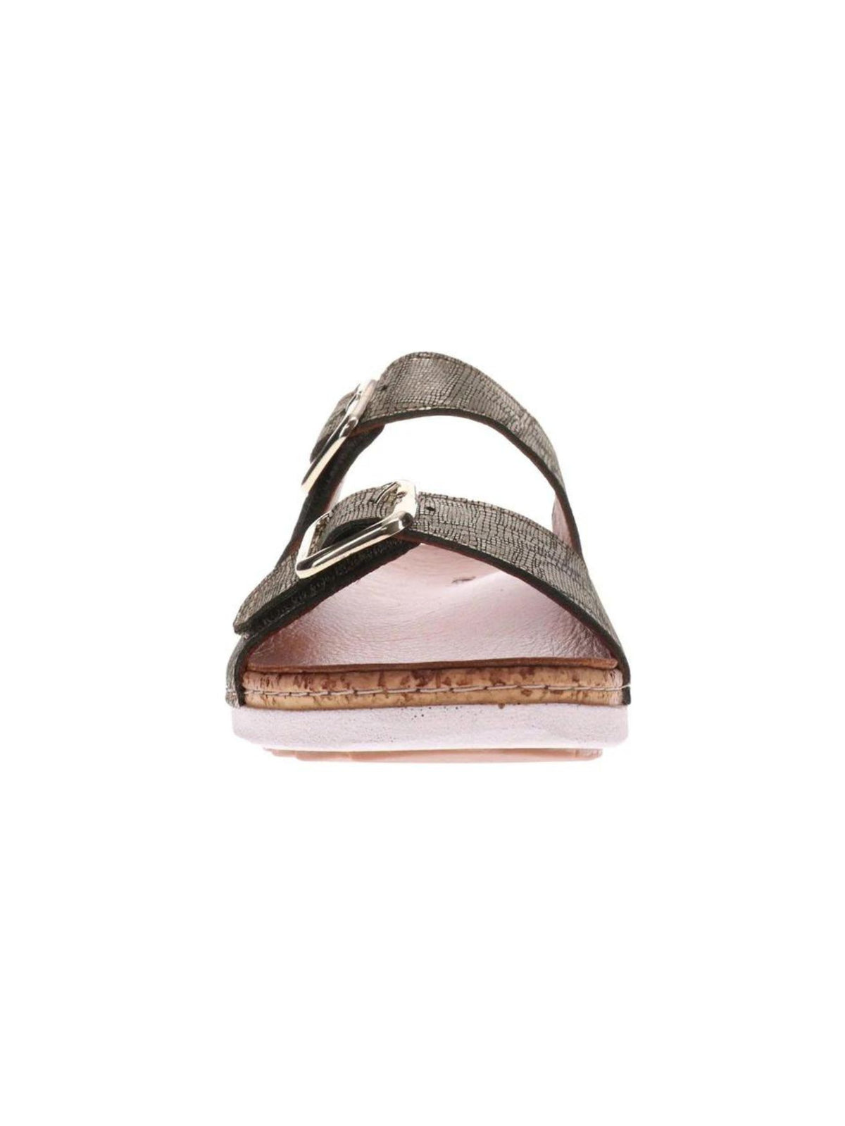 revere brighton 2 strap slide sandal in khaki diamond-front view