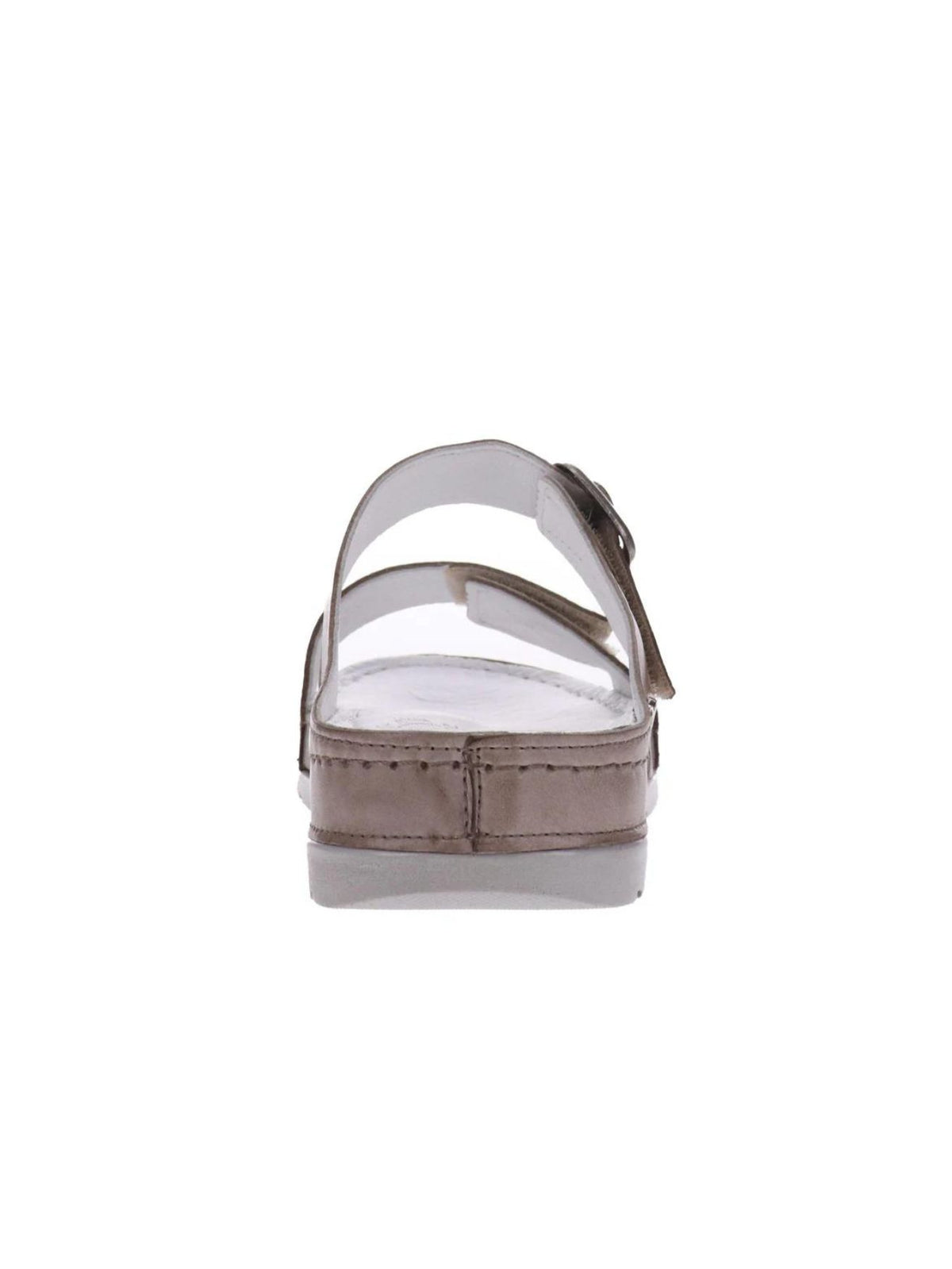 revere palma  2 strap slide sandals in taupe-back