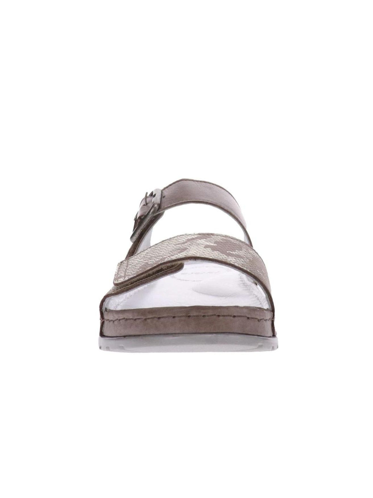 revere palma  2 strap slide sandals in taupe-front view
