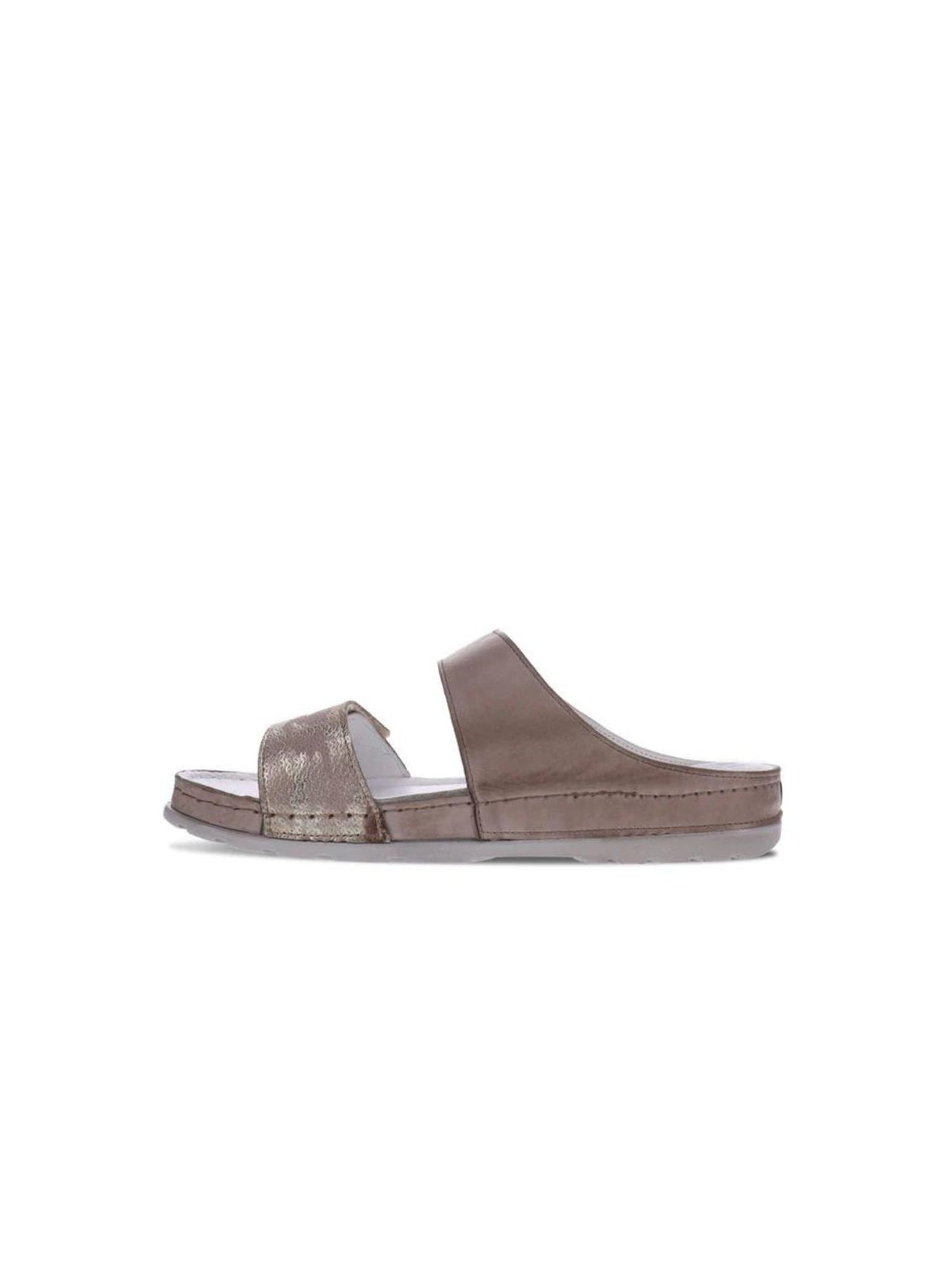 revere palma  2 strap slide sandals in taupe-side