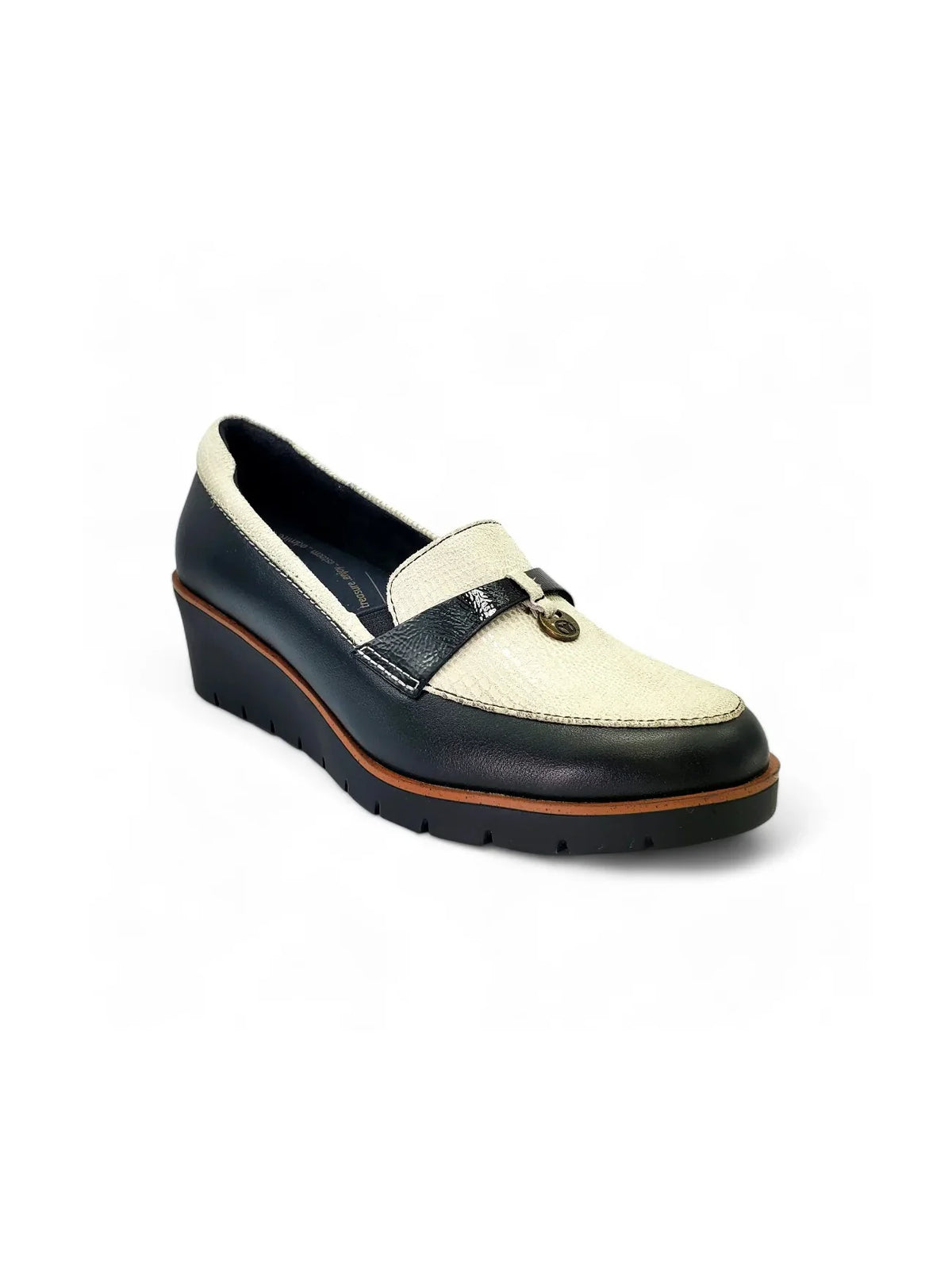 Revere Pamplona Wedge Loafer Black Oyster