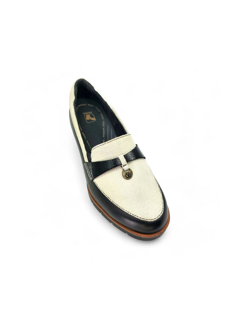 Revere Pamplona Wedge Loafer Black Oyster