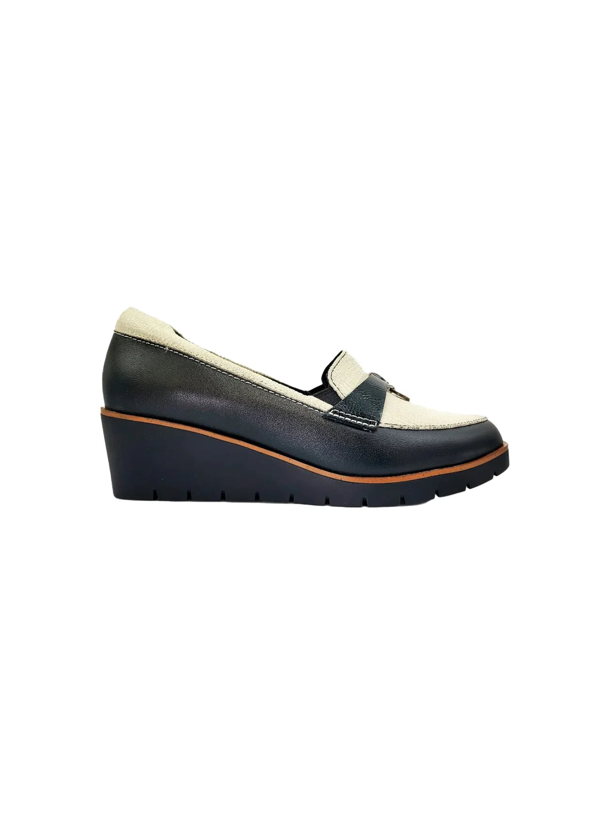 Revere Pamplona Wedge Loafer Black Oyster