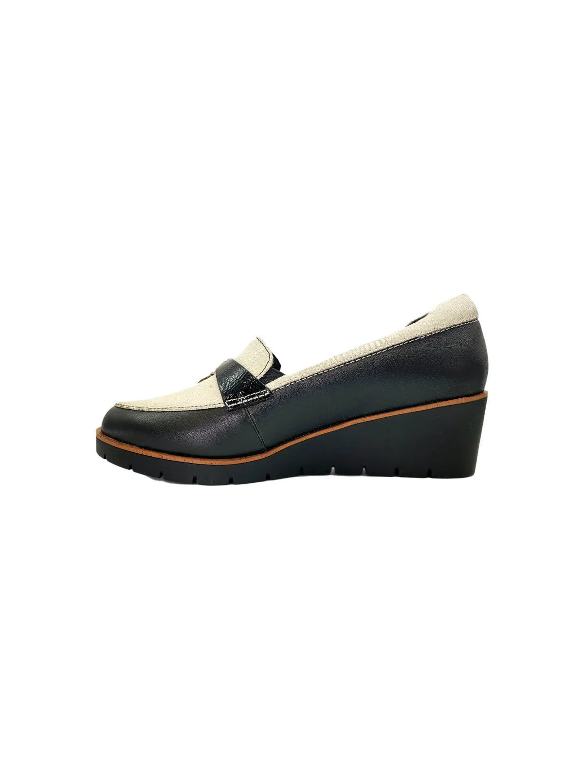 Revere Pamplona Wedge Loafer Black Oyster