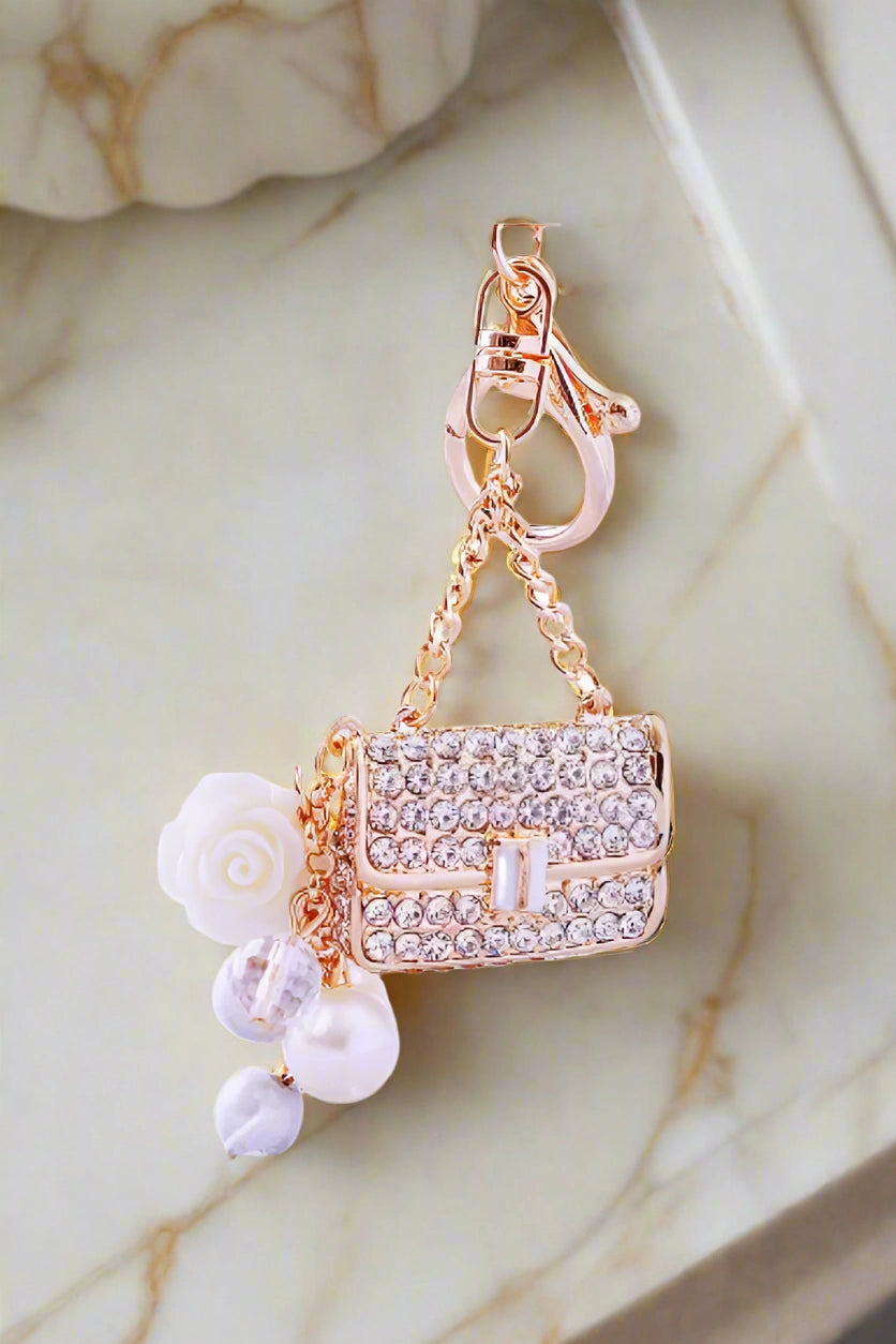 silver rhinestone handbag purse charm bag accessory