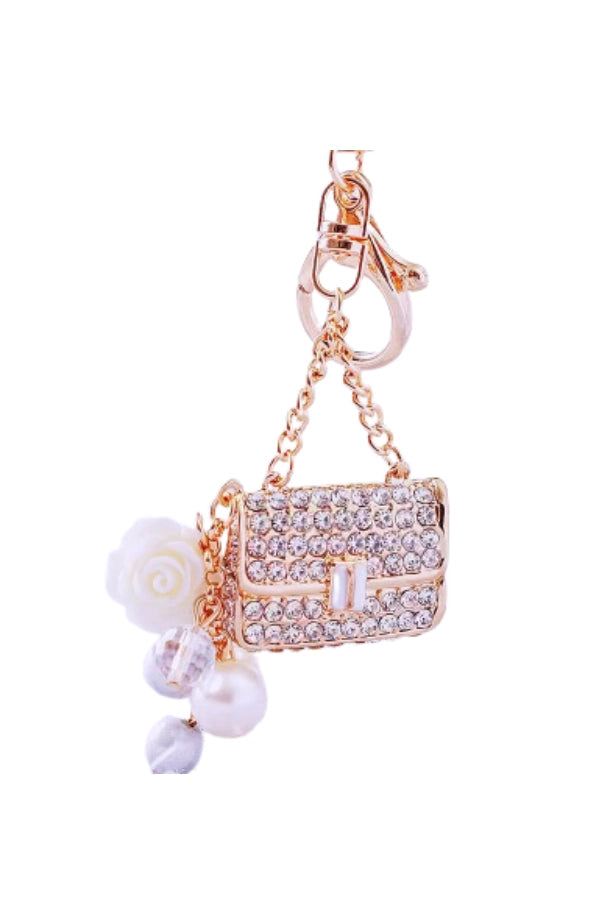 silver rhinestone handbag purse charm bag accessory