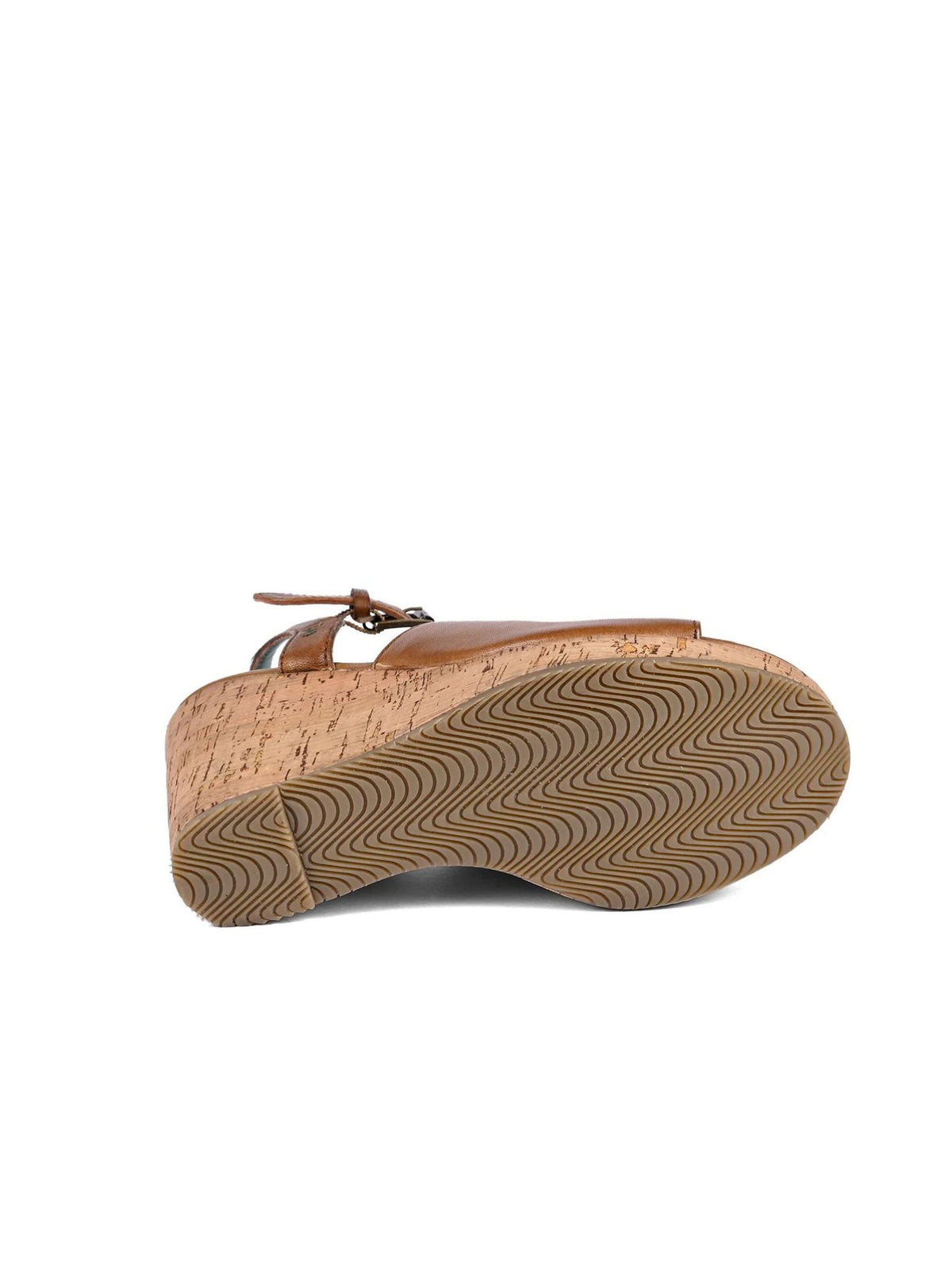 roan deduction cork wedge sandals in tan-bottom
