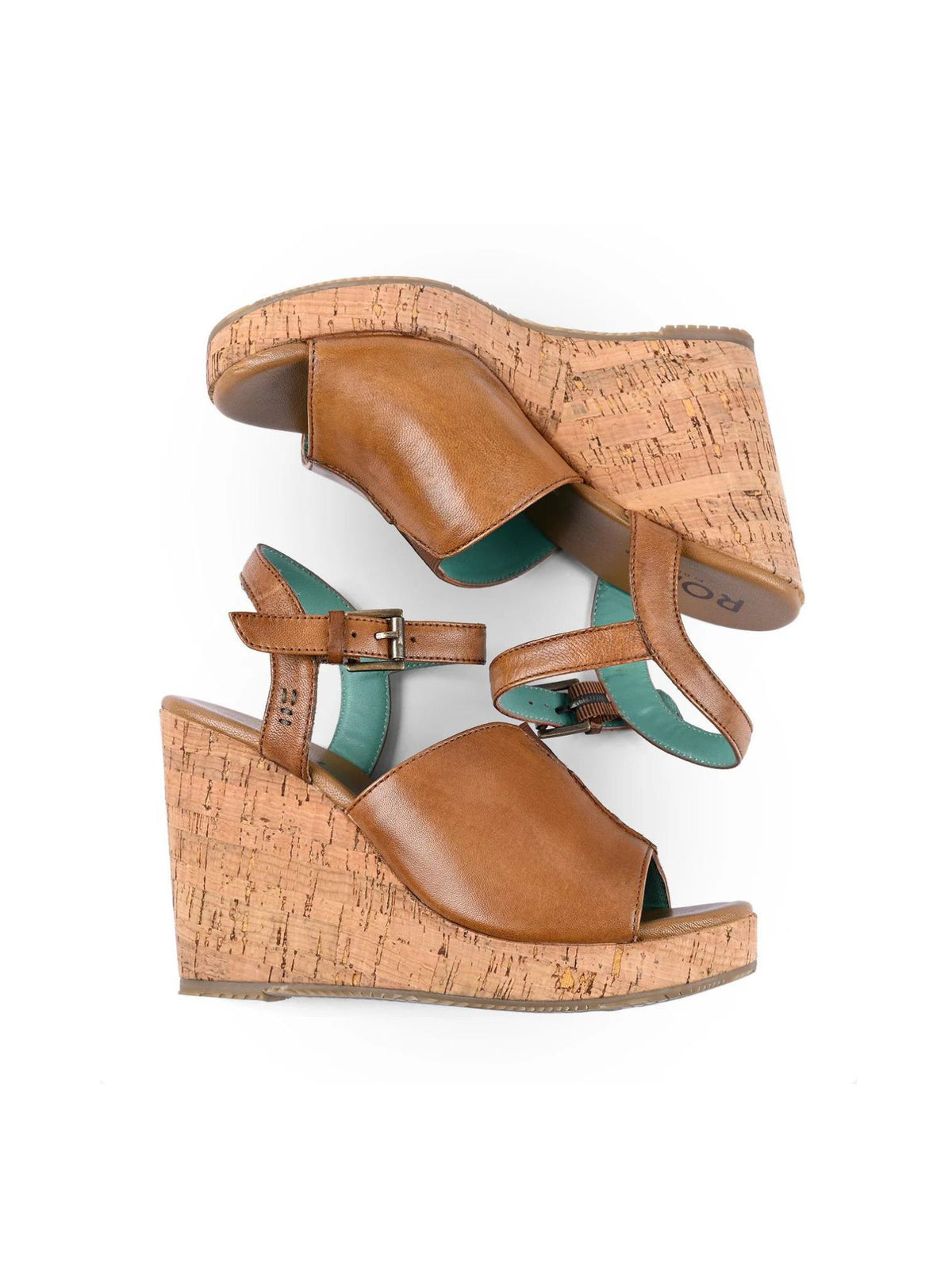 roan deduction cork wedge sandals in tan-pair