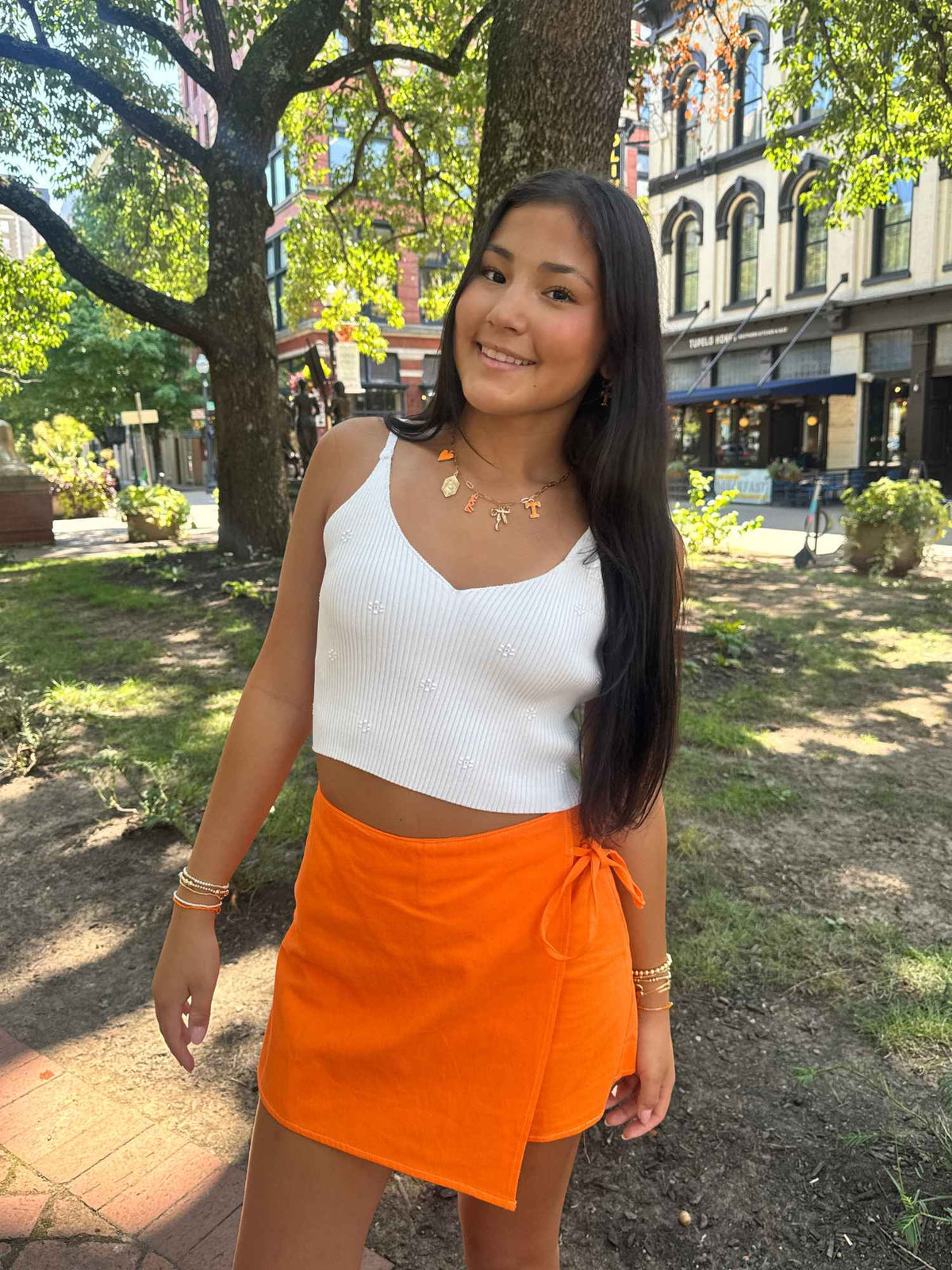 Rocky Top Blooms Sweater Tank white
