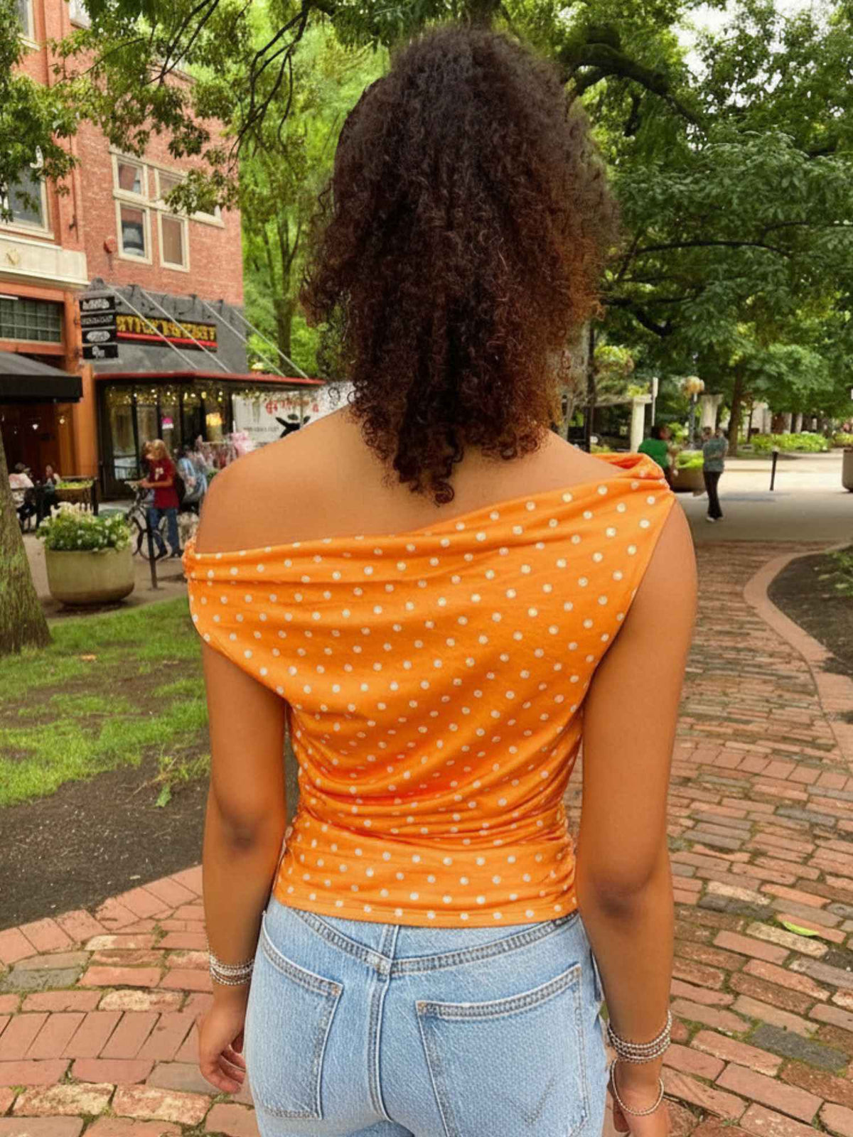 Rocky Top Polka Dot Top Orange White