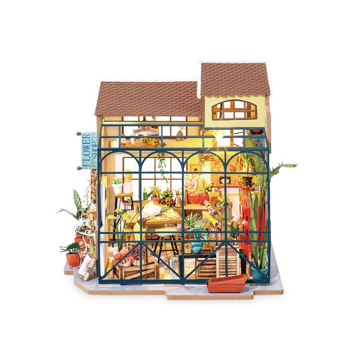 Rolife Emily’s Flower Shop DIY Mini Dollhouse Kit 3D Mini Dollhouse Puzzle