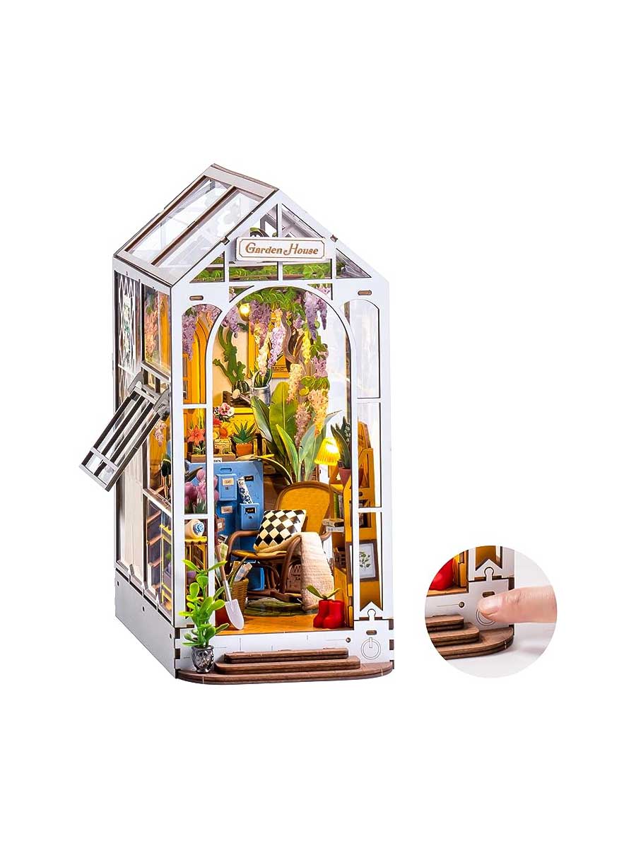 Rolife Garden House Book Nook Shelf Insert 3D Wooden House DIY Mini Puzzle Kit