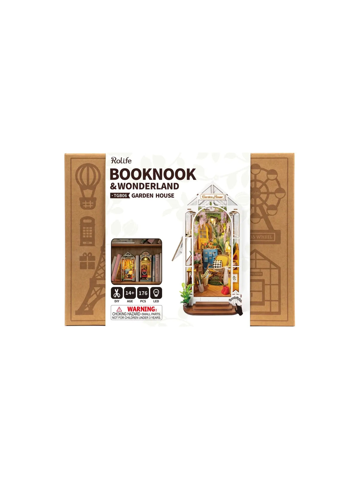 Rolife Garden House Book Nook Shelf Insert 3D Wooden House DIY Mini Puzzle Kit