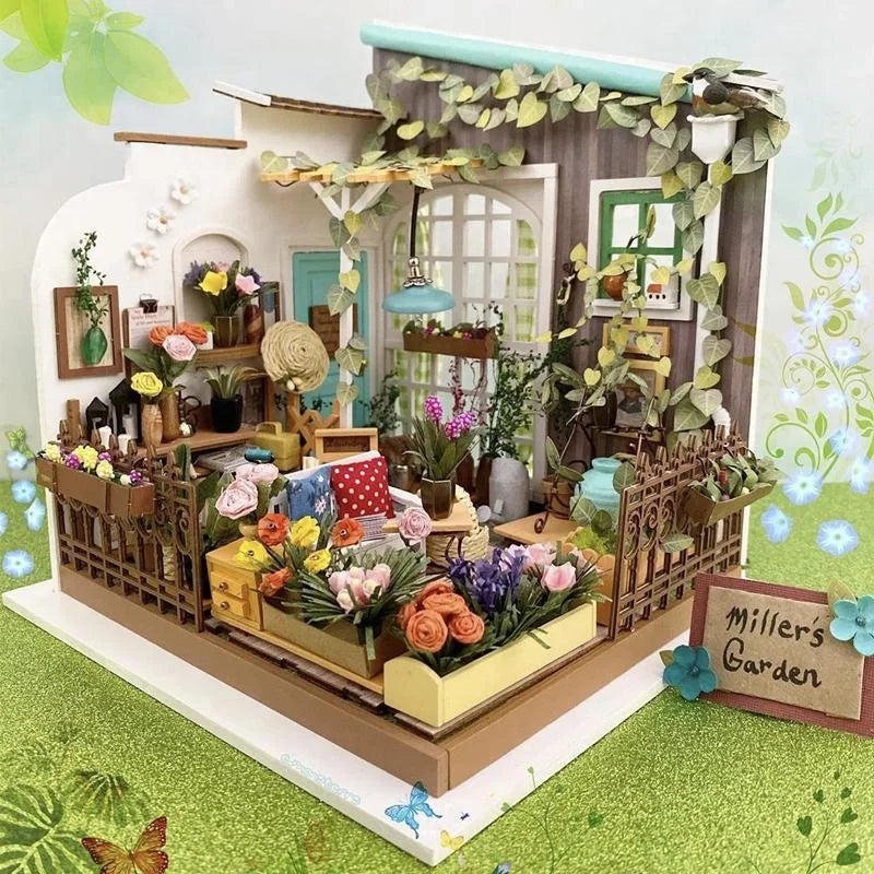 Rolife Miller's Garden DIY Mini Dollhouse Kit 3D Wooden House Mini Puzzle