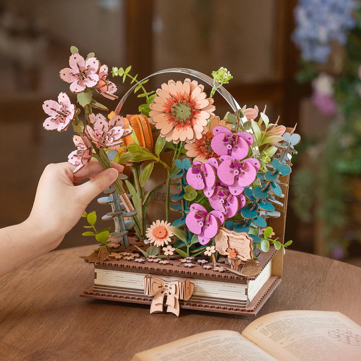 Rowood Blooming Book Flower Bouquet 3D Wooden Puzzle