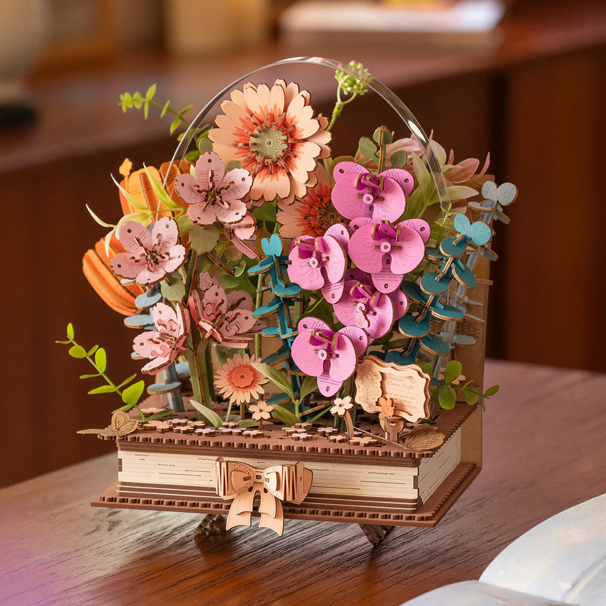 Rowood Blooming Book Flower Bouquet 3D Wooden Puzzle