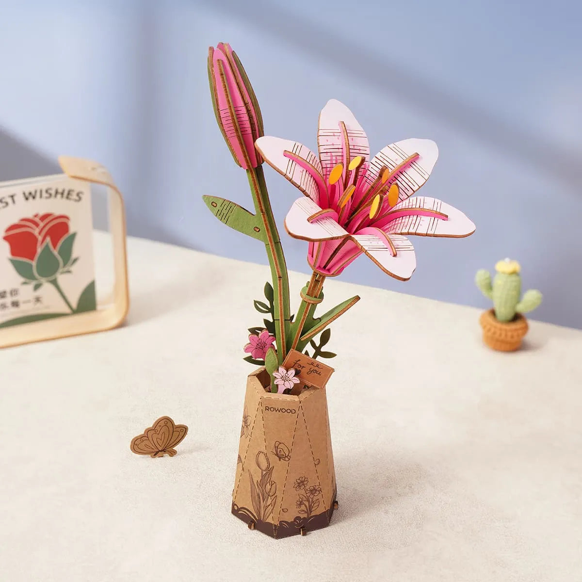 Rowood Pink Lily 3D Wooden Puzzle