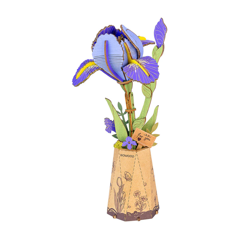 Rowood Purple Iris 3D Wooden Flower Puzzle
