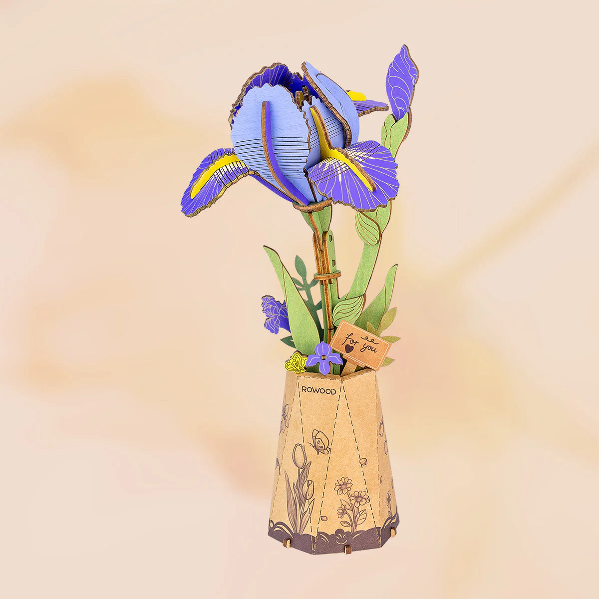 Rowood Purple Iris 3D Wooden Flower Puzzle
