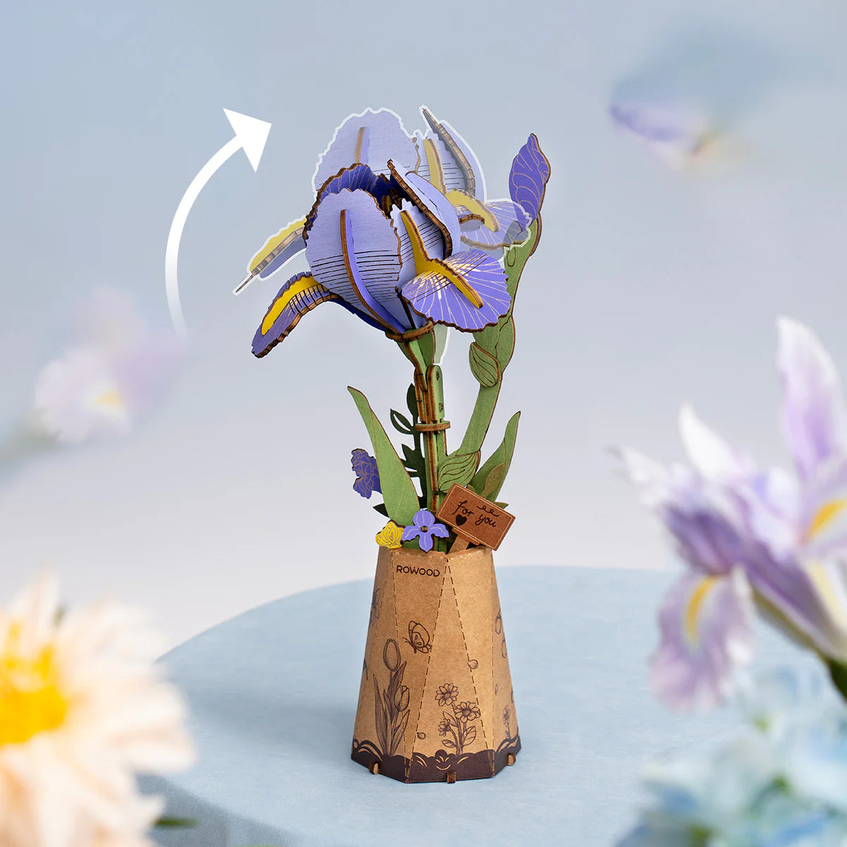 Rowood Purple Iris 3D Wooden Flower Puzzle