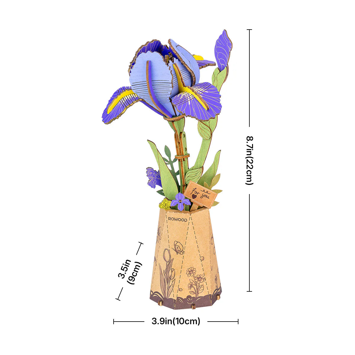 Rowood Purple Iris 3D Wooden Flower Puzzle