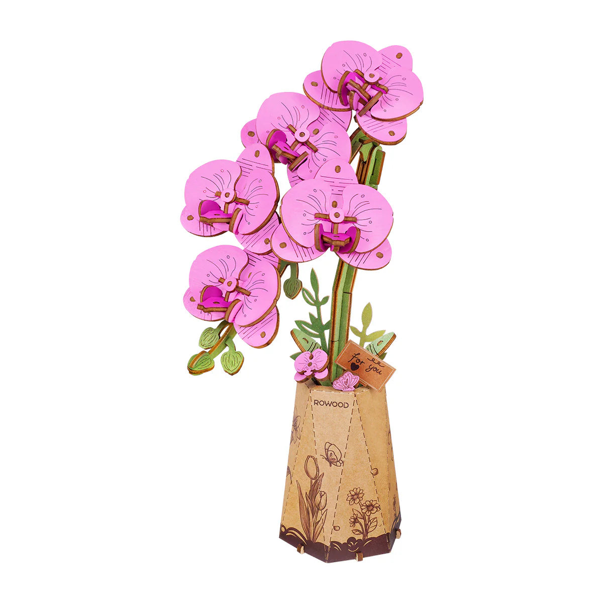Rowood Purple Moth Orchid 3D Wooden Flower Puzzle