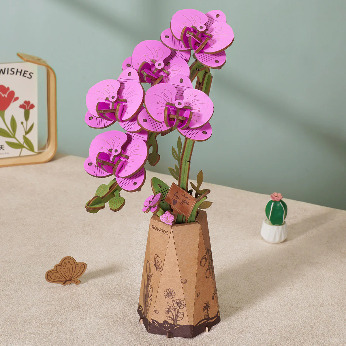 Rowood Purple Moth Orchid 3D Wooden Flower Puzzle